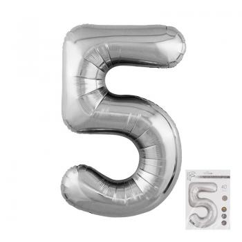 Шар Цифра "5" серебро Slim 901915P-P - Буду Играть. Сеть магазинов игрушек.