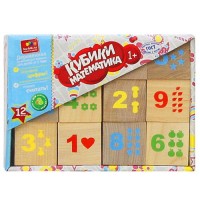 *Деревянные кубики 12шт Математика КБМ1200 - Буду Играть. Сеть магазинов игрушек.