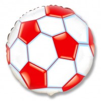 Шар фигура 18". Круг. Футбольный мяч (Красный) 401506R - Буду Играть. Сеть магазинов игрушек.