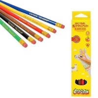 Карандаши цветные 6 цв. Каляка-маляка стираемые с ластиком трехгранные ККМП6 - Буду Играть. Сеть магазинов игрушек.